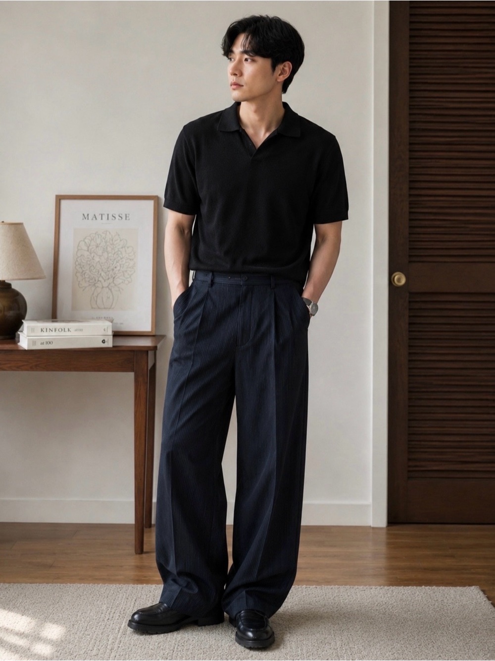 Hart Schaffner Marx Navy Pinstripe Dress Pants